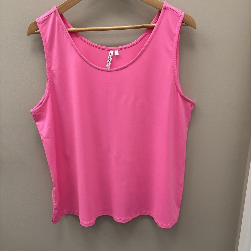 Lulu B Hot Pink  Tank Top Womens XL UPF 50 Bright Stretch Summer Beach